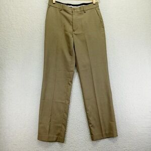 Perry Ellis Portfolio Mens Khaki Flat Front Poly Blend Dress Pants Size 32x32‎